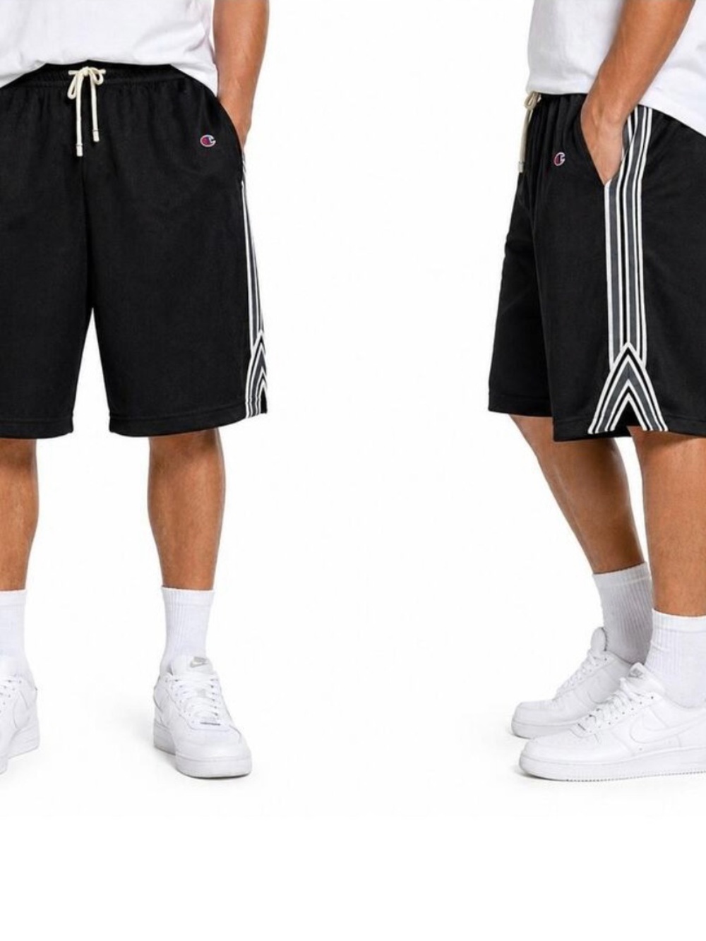 NWT Champion Men's Taped Mesh Athletic Shorts with Stripe Detail